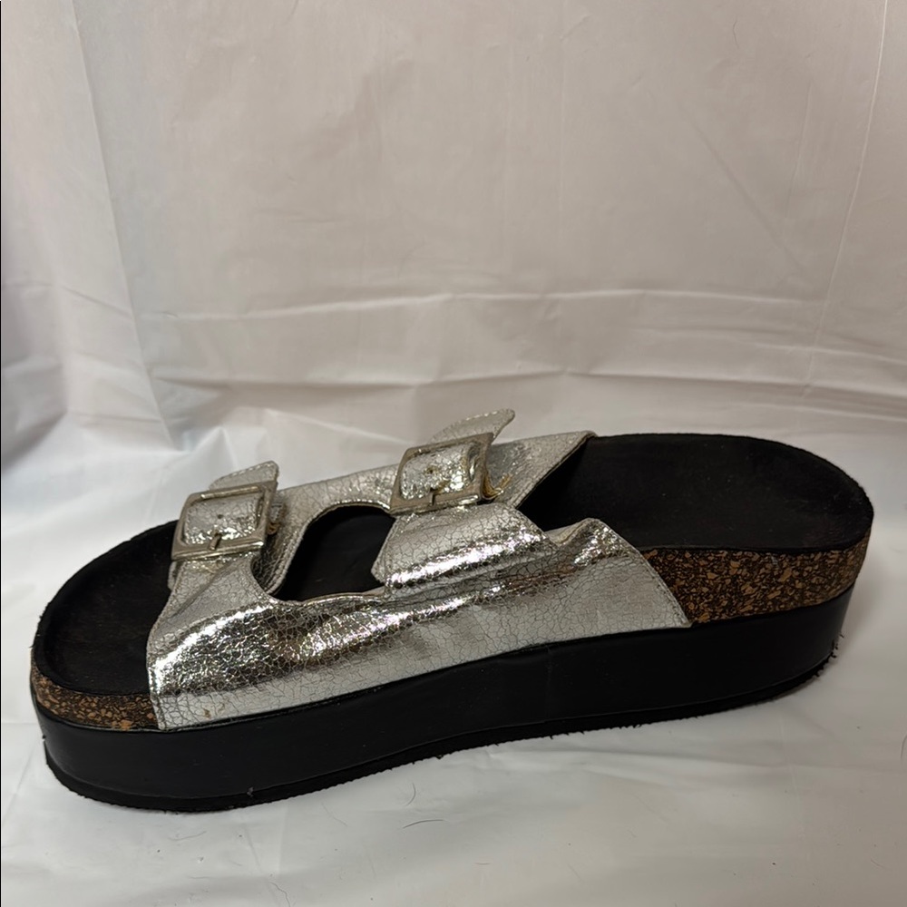Silver Platform Slide Sandals - image 3